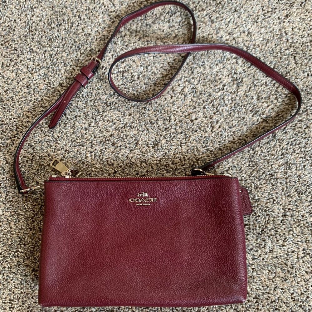 Burgundy COACH Crossbody Convertible Clutch